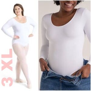NWT *With Stain* 3XL White Body Suit Leotard